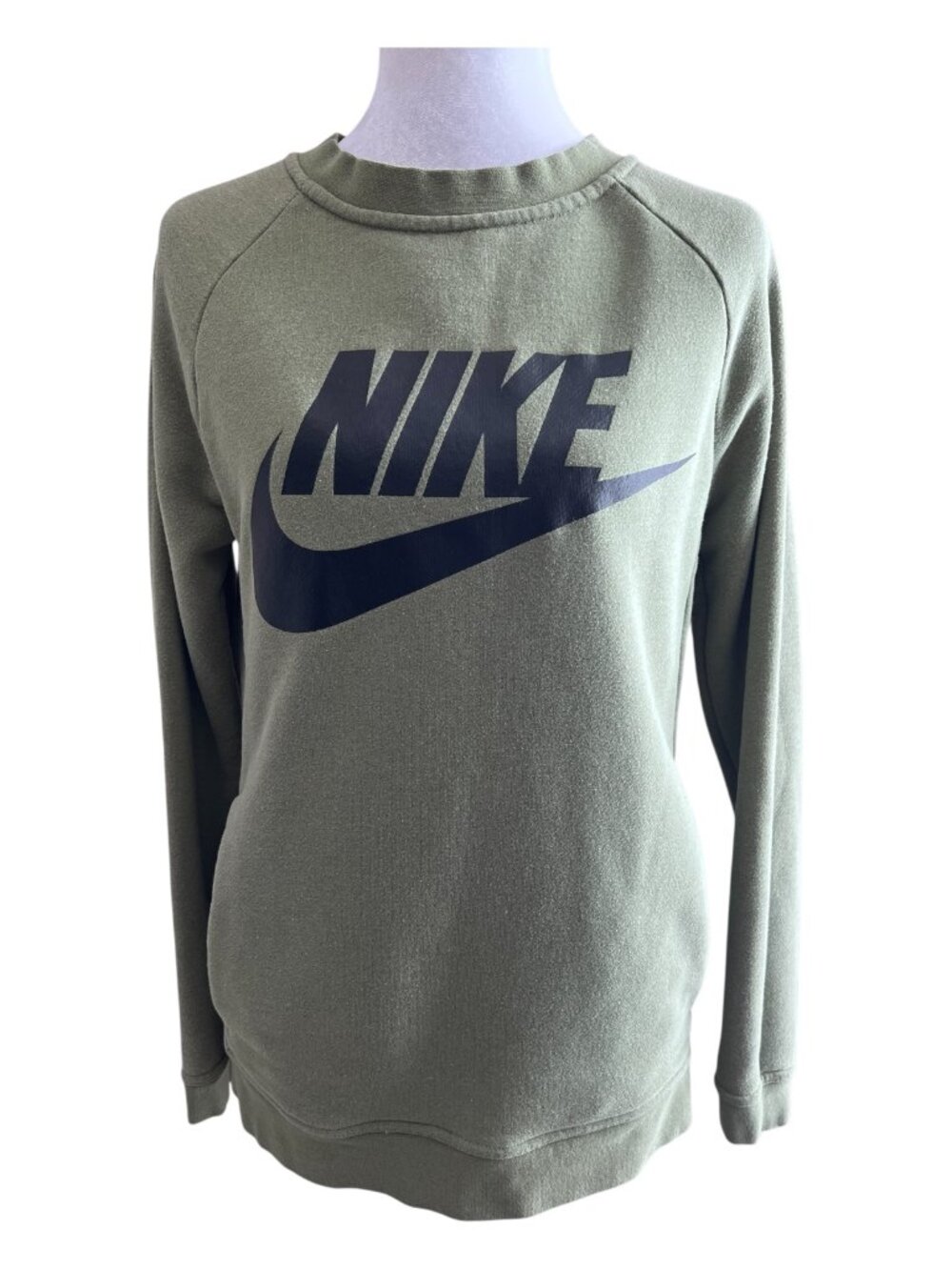 Nike Logo Fleece Pullover Sweatshirt w/ Pockets Green Extra Small